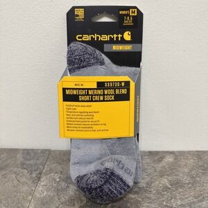 CARHARTT Women Short Crew Socks Merino Wool Blend Medium 7-9.5 Asphalt NEW